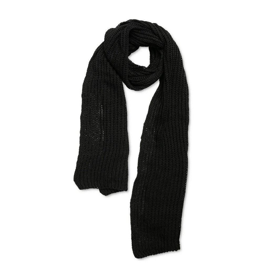 Style & Co Women's Black Solid Ribbed Muffler Scarf O/S (MSRP $30)